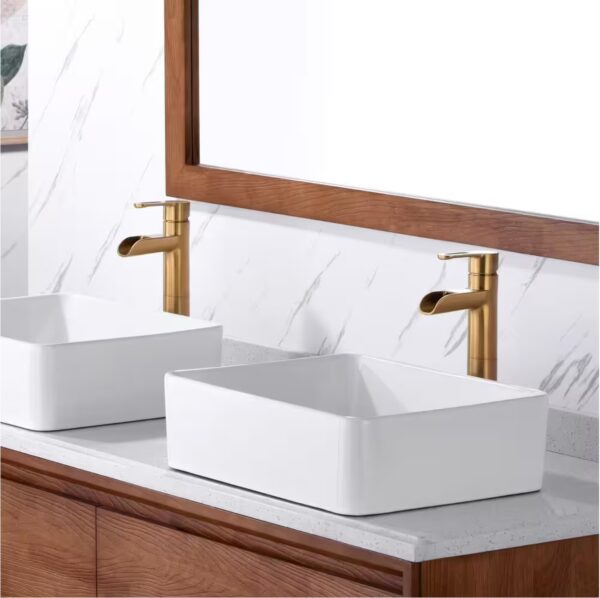 Waterfall Single Hole Single Handle Bathroom Vessel Sink Faucet with Drain in Brushed Gold